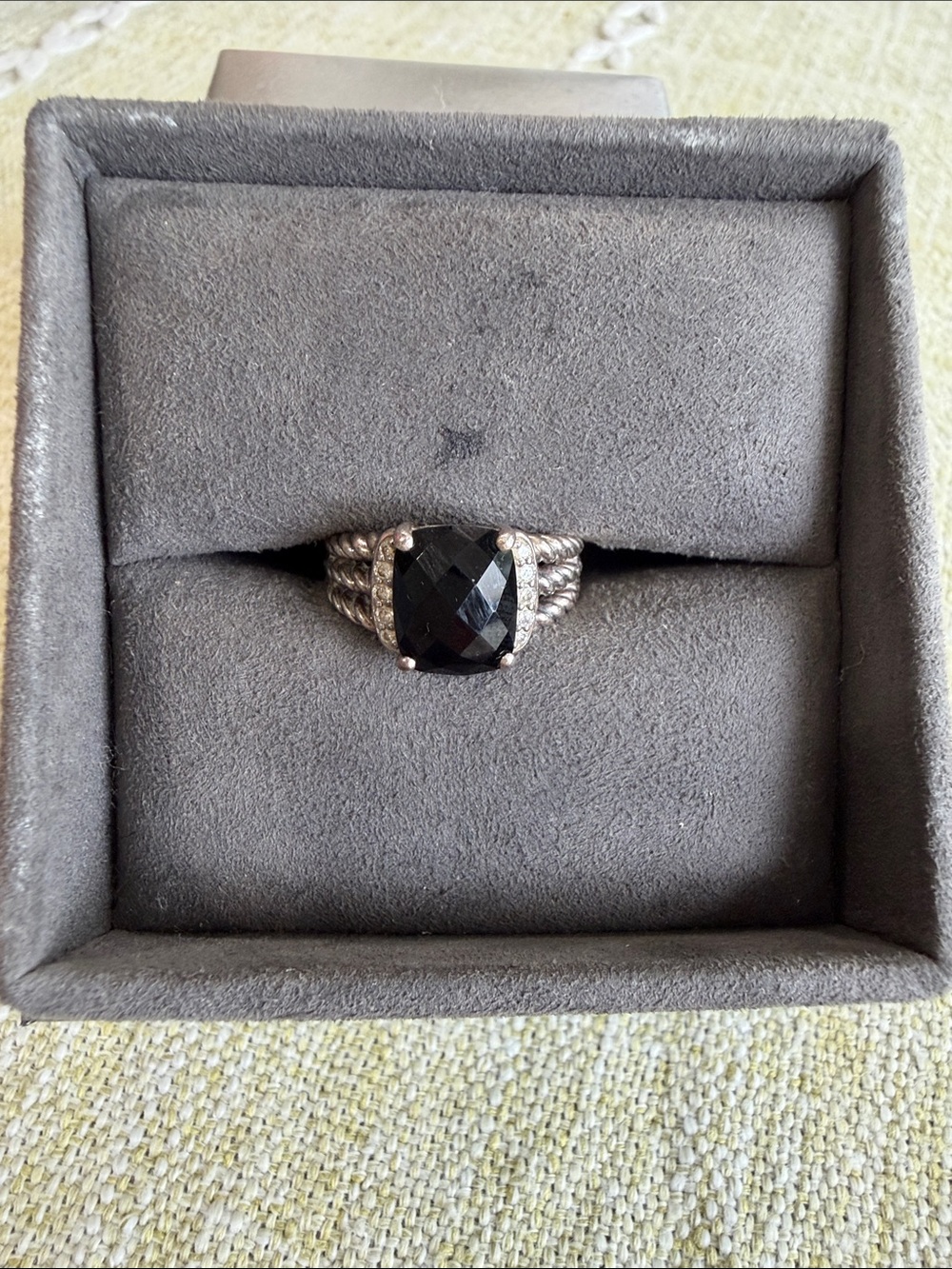 Authentic David Yurman Sterling Silver Women's Black Stone Ring